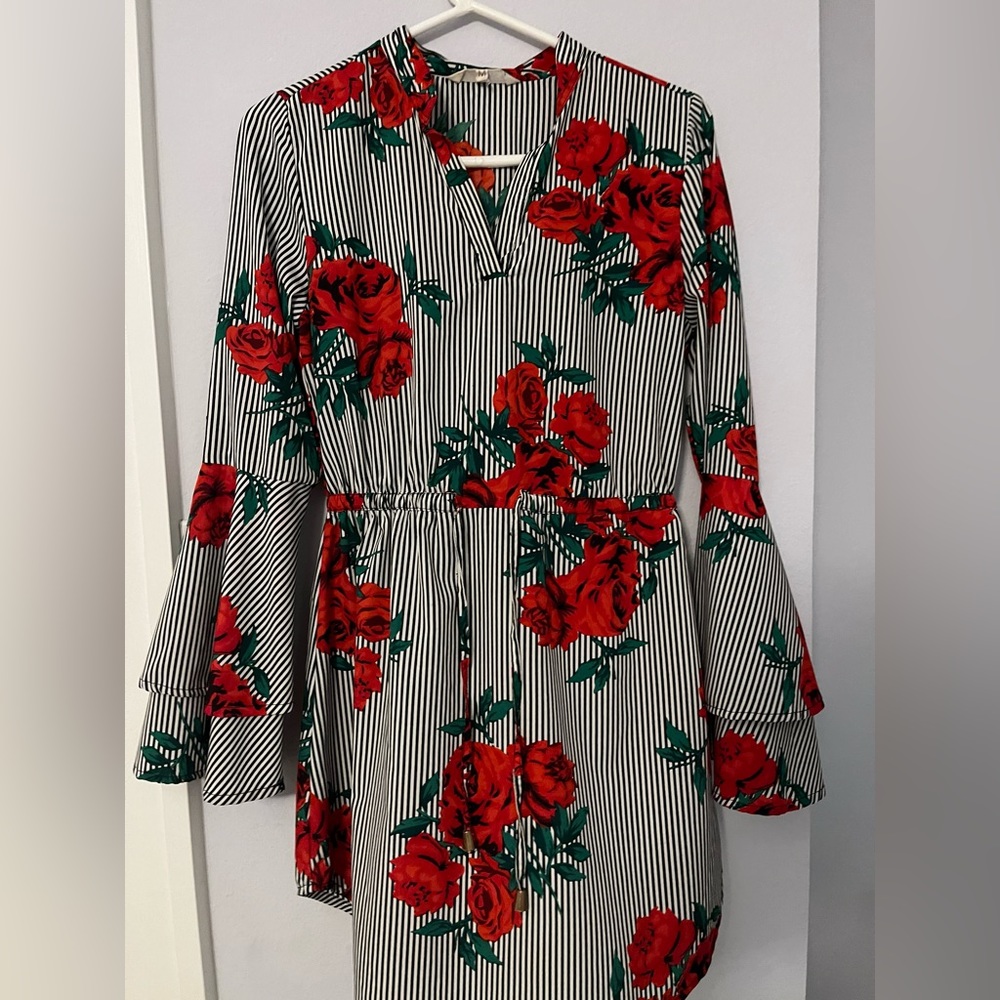 Vintage striped rose dress